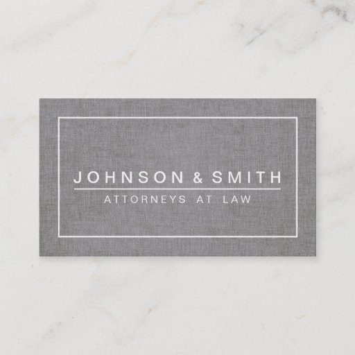 Customizable GRAY LINEN MODERN ATTORNEY LAW OFFICE BUSINESS CARD