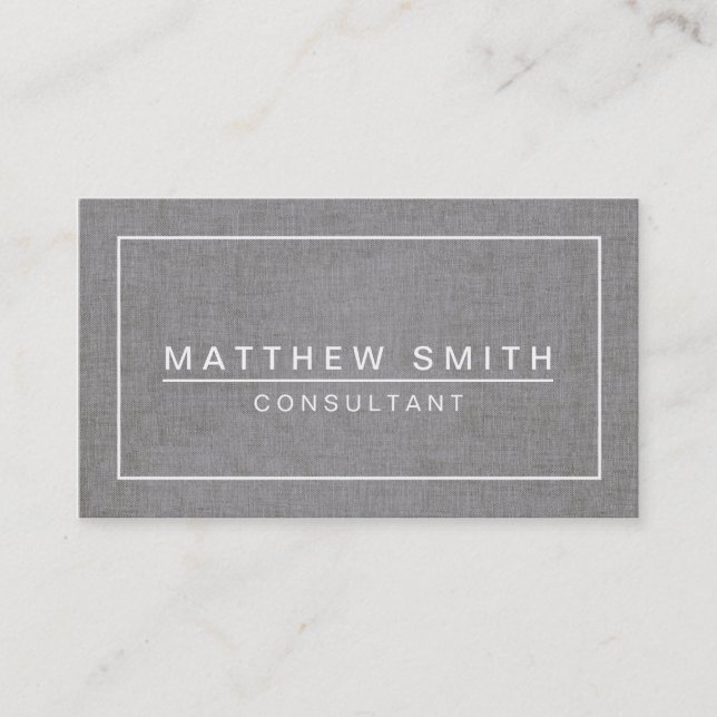GRAY LINEN MODERN SIMPLE BUSINESS CARD (Front)