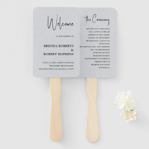 Gray Linen Simple Black Script Wedding Hand Fan