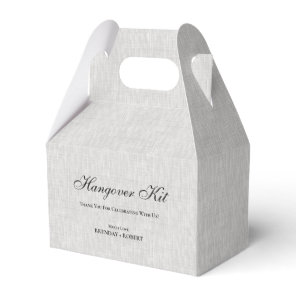 Gray linen Simple Script Hangover Recovery Kit Favor Boxes