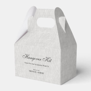 Gray linen Simple Script Hangover Recovery Kit Favor Boxes