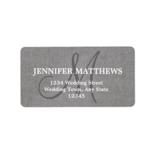 Gray Linen Wedding Reply Card Address Label