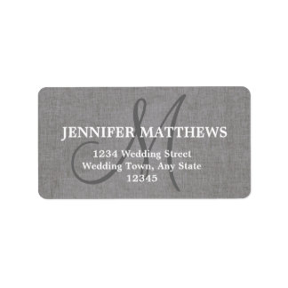 Gray Linen Wedding Reply Card Address Label