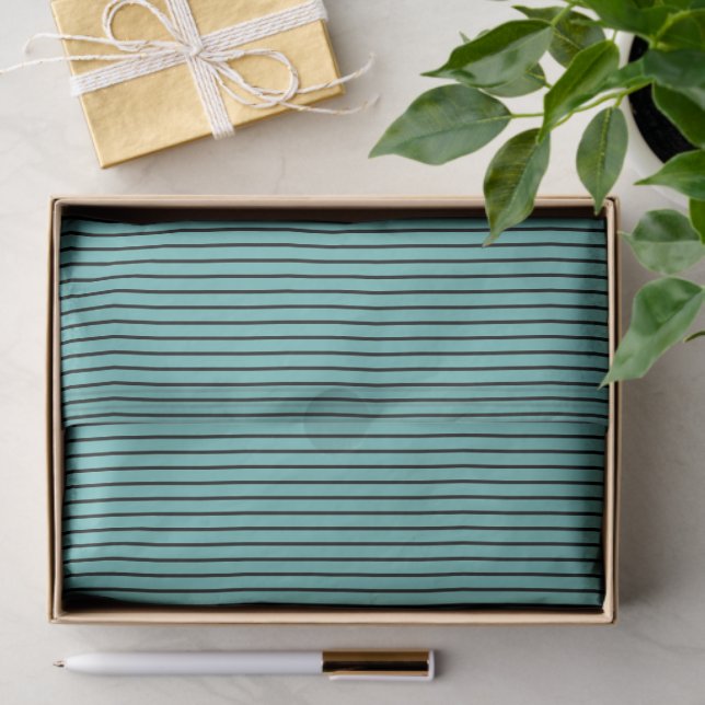 Gray lines on Teal Tissue Paper (Gift)