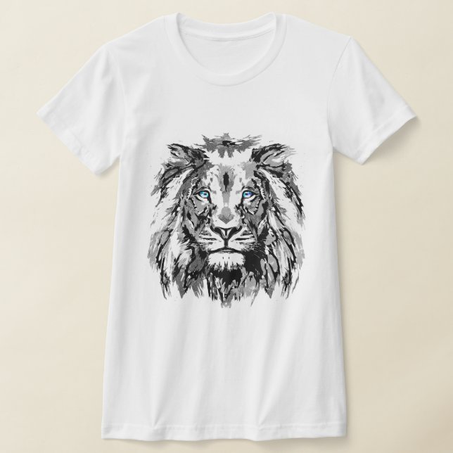 Gray Lion Drawing - Lion Head T-Shirt (Laydown)
