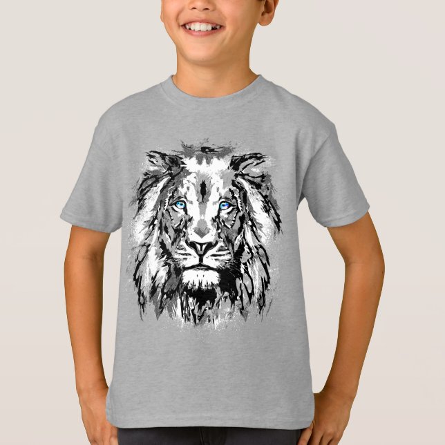 Gray Lion Head - Realistic Lion Shirt - Lion Face (Front)