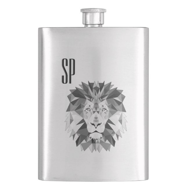 Gray Lion Monogram Flask (Front)