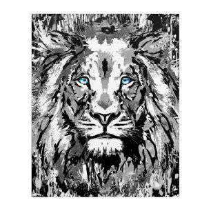 Gray Lion Portrait Drawing - Lion Acrylic Art