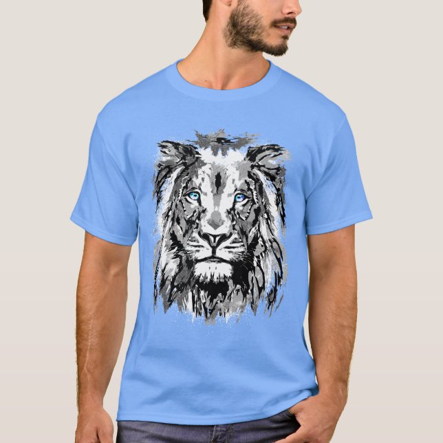 Gray Lion Portrait Drawing - Lion T-Shirt (Front)