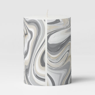 Gray Liquid Marble Pattern Pillar Candle