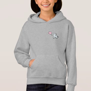 Gray little elephant love hoodie for girls