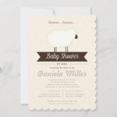 Gray Little Lamb Baby Shower by Mail Invitation (Front)