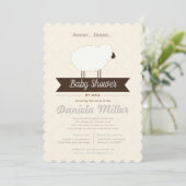 Gray Little Lamb Baby Shower by Mail Invitation (Standing Front)