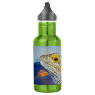 Gray Lizard at sunset Water Bottle