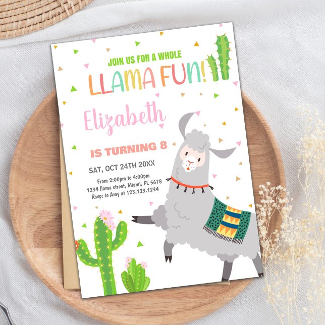 Gray Llama Fun Llama Birthday Invitations (Gray Llama Fun Llama Birthday Invitations)