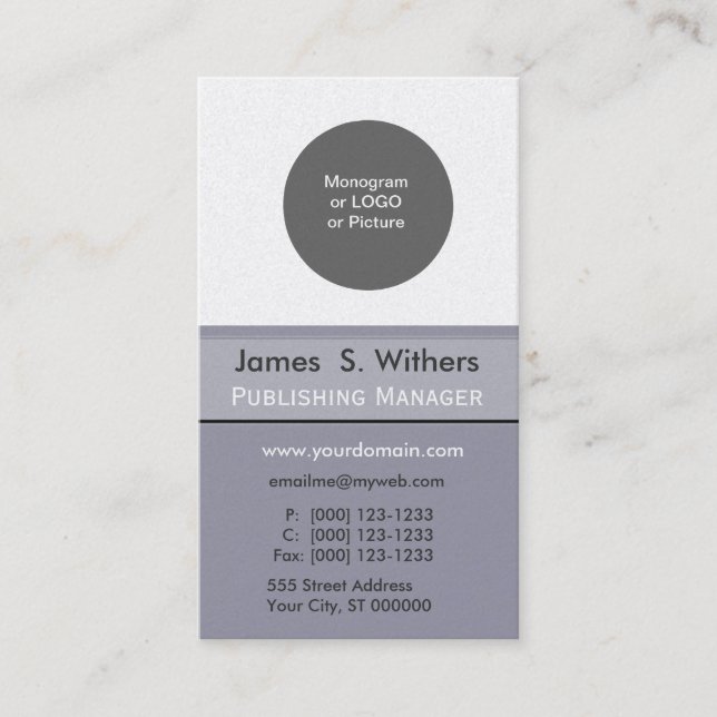 Gray Logo Initials Monogram  Designer Business Card (Front)