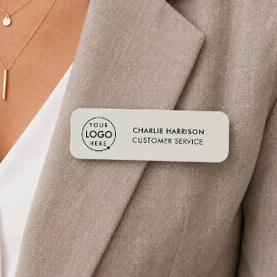 Gray Logo Modern Business Employee Staff Name Tag