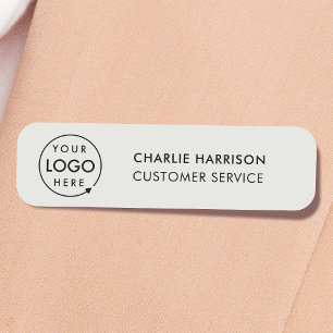 Gray Logo Modern Business Employee Staff Name Tag