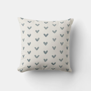 Gray Love Hearts Pattern OffWhite Throw Pillow