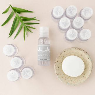 Gray Lovebird Floral Wedding Hand Sanitizer