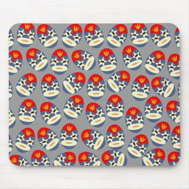 Gray Lucha Libre Masks Mouse Pad (Front)