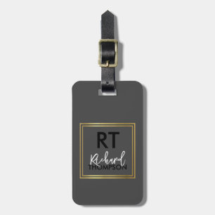 Gray Luggage tag with Name