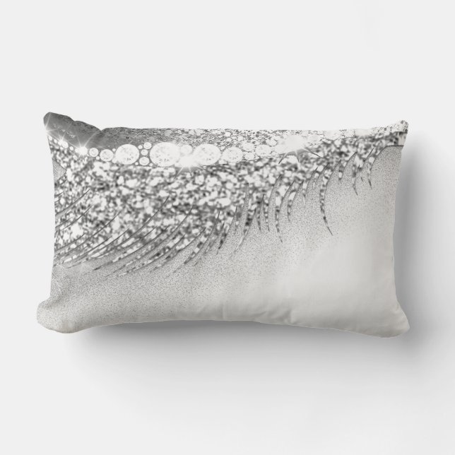 Gray Lux Makeup Lash Grey Silver Makeup Spark Lumbar Pillow (Front)
