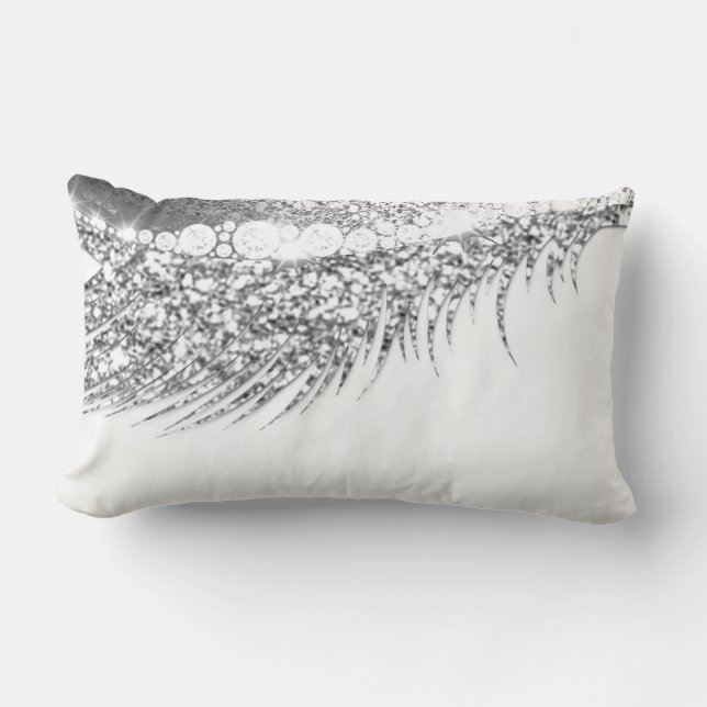 Gray Lux Makeup Lash Grey Silver White Lumbar Pillow (Front)