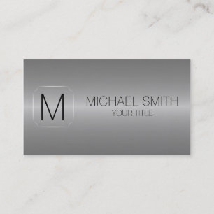 Gray Luxury Stainless Steel Metal Monogram Business Card