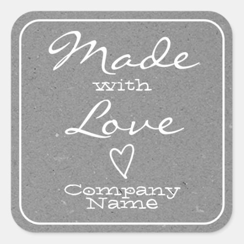 Gray Made with Love Labels Kraft Paper Heart Grey