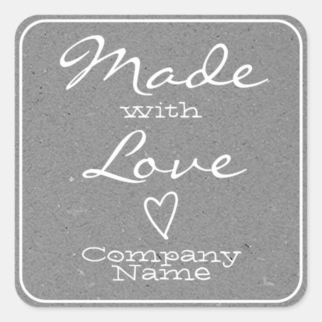 Gray Made with Love Labels Kraft Paper Heart Grey (Front)
