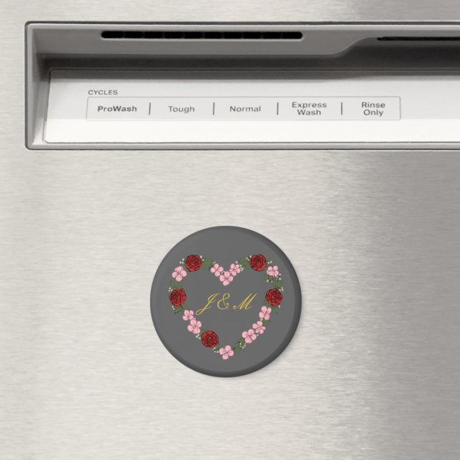 Gray magnet with floral wreath (In Situ (Dishwasher))