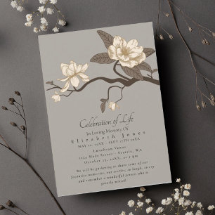 Gray Magnolia Celebration of Life Invitation