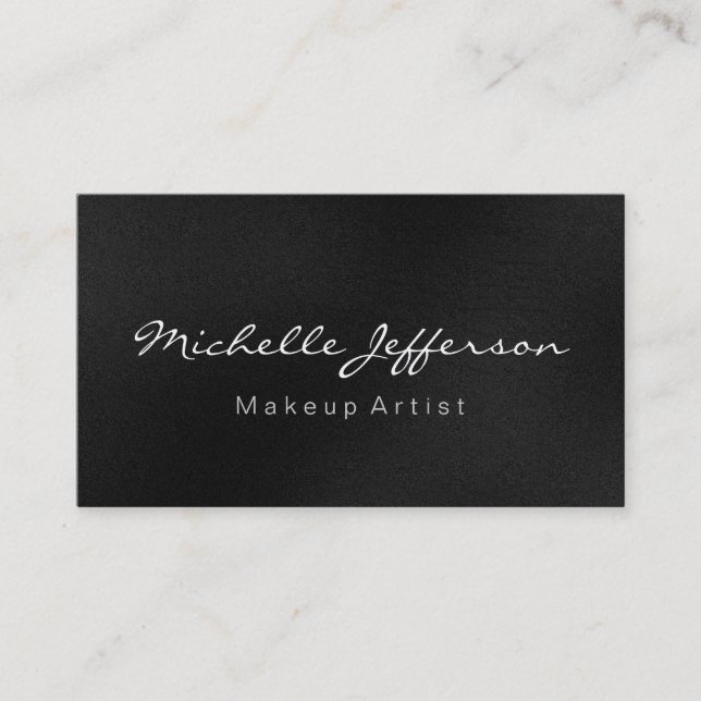 Gray Makeup Artist Script Profession Business Card (Front)