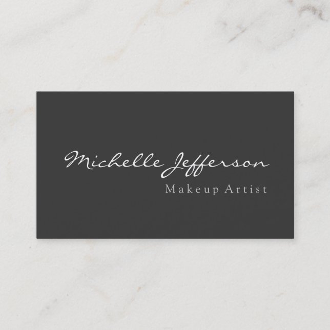 Gray Makeup Artist Script Profession Business Card (Front)