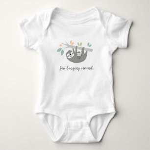 Gray Mama and Baby Sloth Baby Shirt