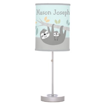Gray Mama & Baby Sloth Nursery Lamp by Personalizedbydiane at Zazzle