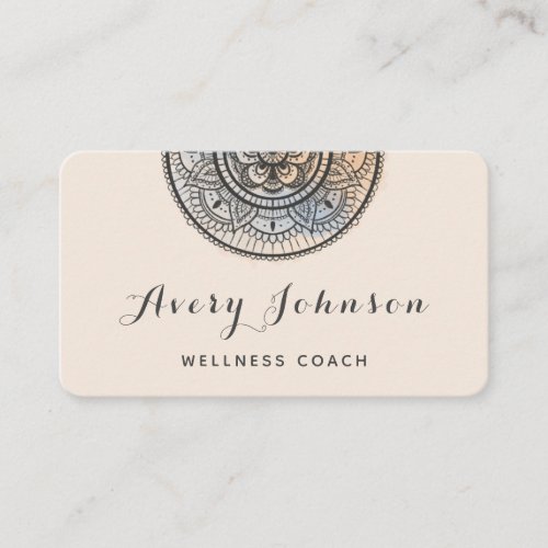 Gray Mandala Wellness Coach Modern Social Media  Business Card