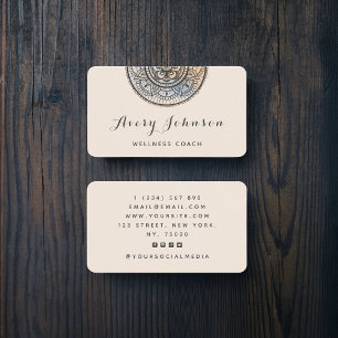 Gray Mandala Wellness Coach Modern Social Media Business Card