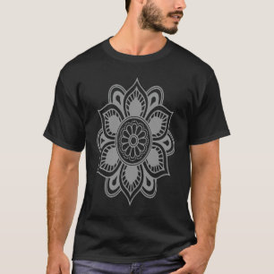 Gray Mandala Yoga Meditation Reiki New Age Goth T-Shirt
