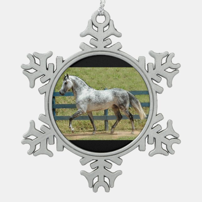 Gray Mangalarga Stallion Christmas Ornament (Front)