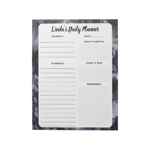 Gray Marble Abstract Daily To_Do List Notepad