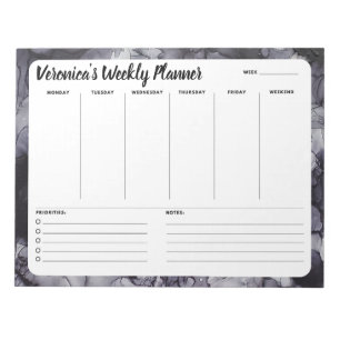 Gray Marble Abstract Weekly To Do List Notepad