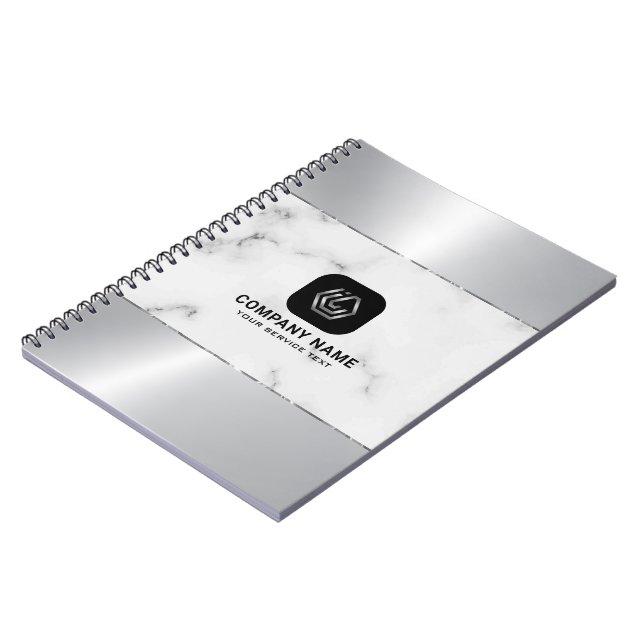 Gray Marble and Metallic Silver Texture Notebook (Left Side)