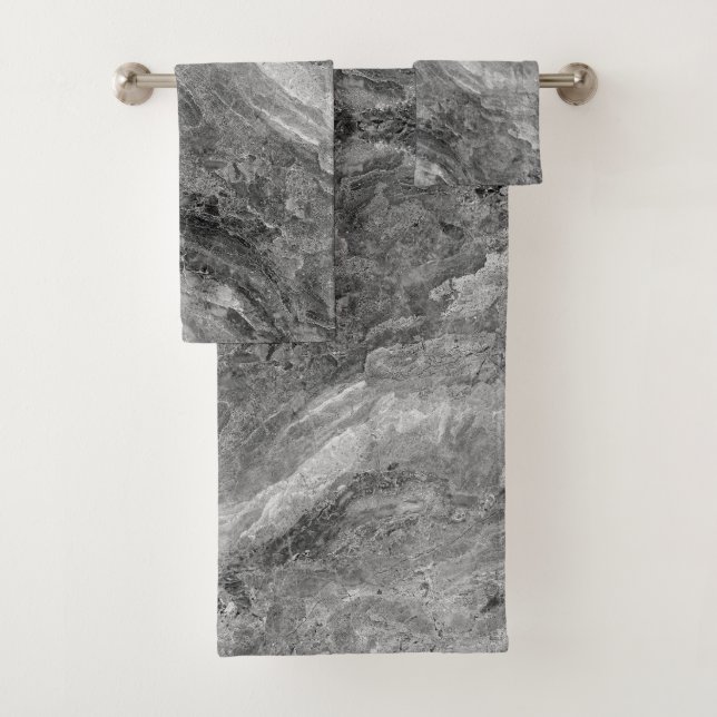 Gray marble bath towel set (Insitu)