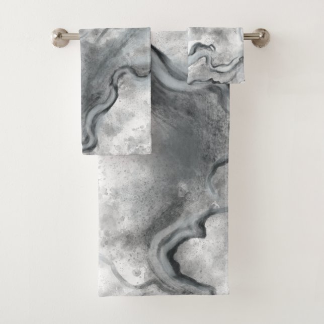 Gray Marble Bath Towels Set Gift (Insitu)