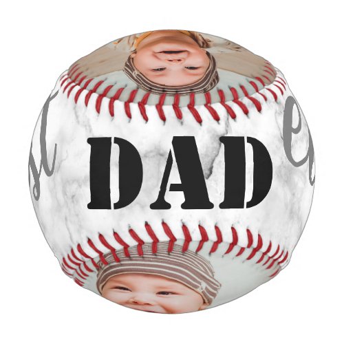 Gray Marble Best Dad Ever Photo Collage Baseball
