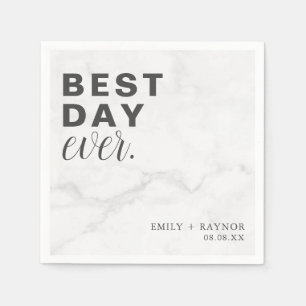 Gray Marble Best Day Every Wedding Napkins