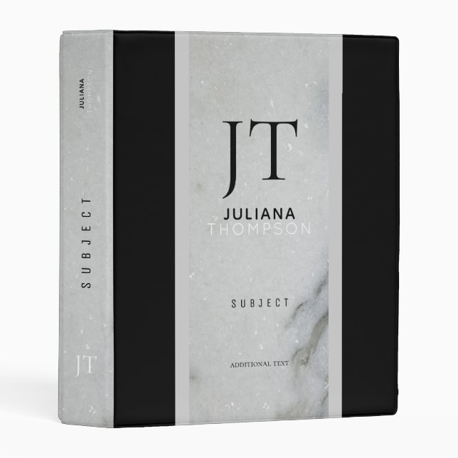 gray marble & black mini binder (Front/Spine)