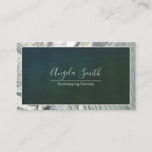 Gray Marble Border Fancy Script Professional Business Card